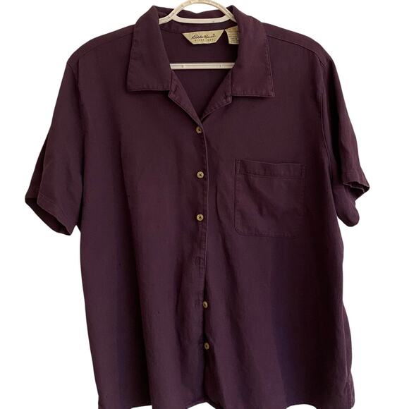 Eddie Bauer Purple Corduroy Button Up Shirt with Short Sleeves Size XL - Picture 1 of 5